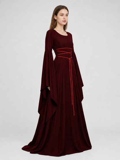 Maxi Dress with Corset Lacing and Ruffles