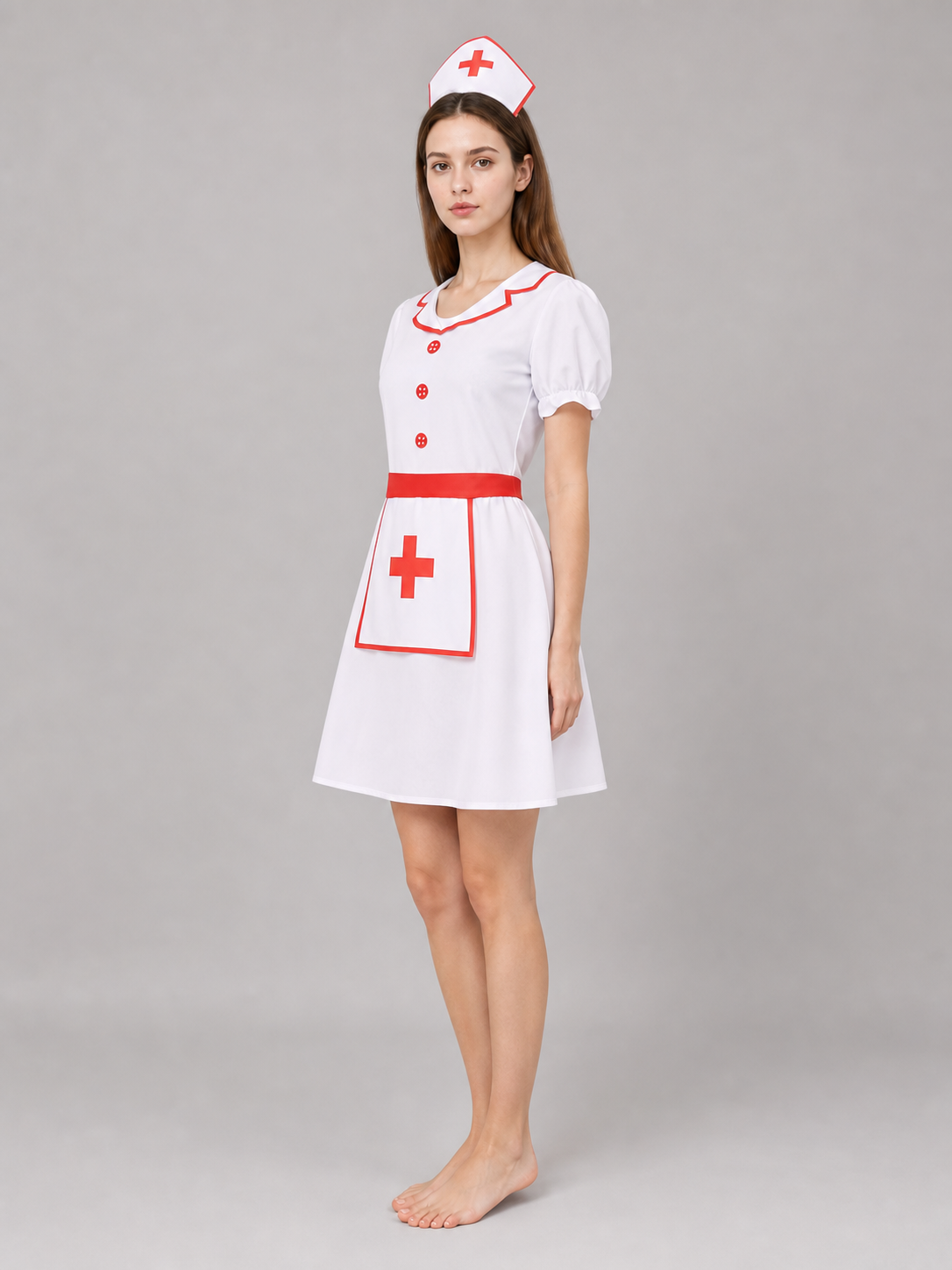 Nurse Costume, Dress and Hat for Halloween side view