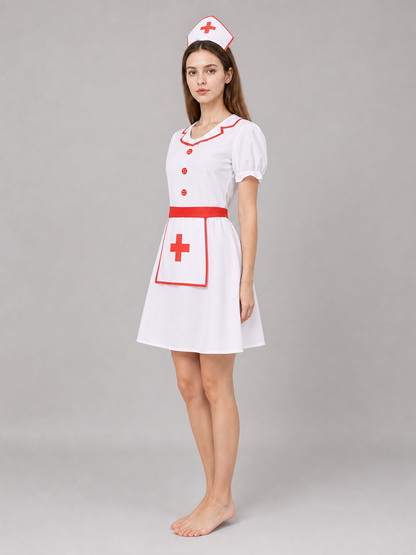 Nurse Costume, Dress and Hat for Halloween side view