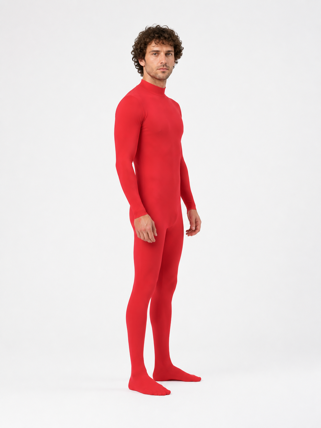 Red High-Neck Jumpsuit for Dance side view
