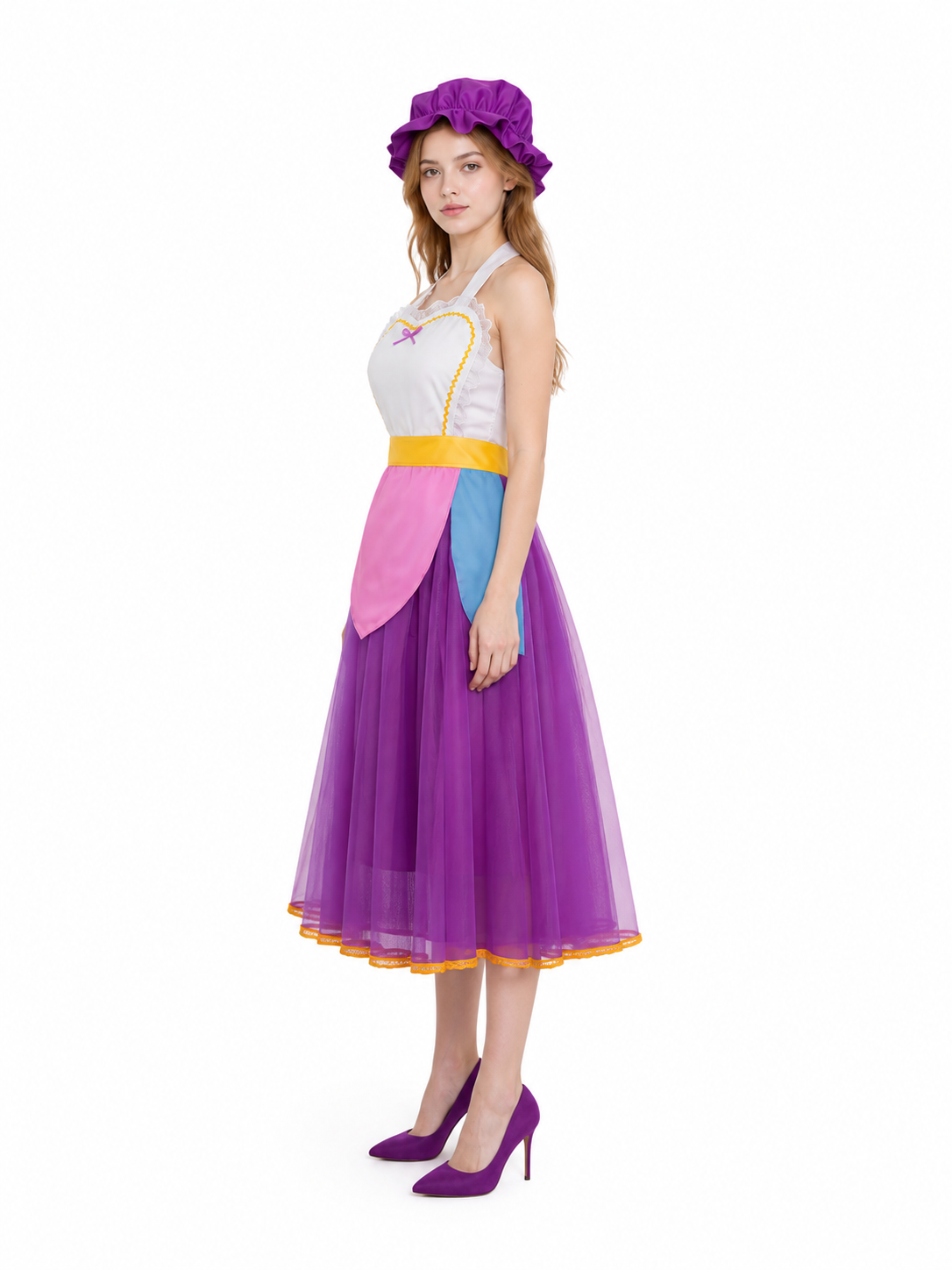 Cosplay Costume Dress with Apron and Hat side view