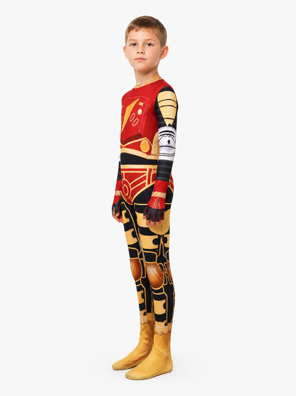 Cosplay Jumpsuit with Zipper and Geometric Print side view