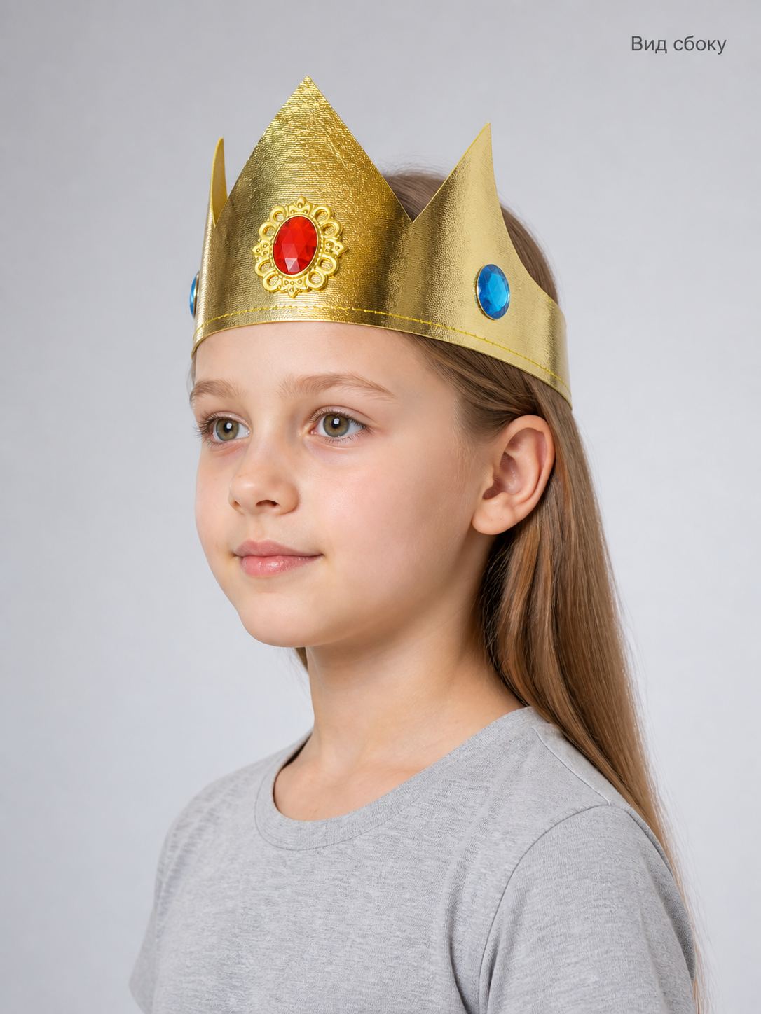 Gold Carnival Crown Headband with Gemstones side view