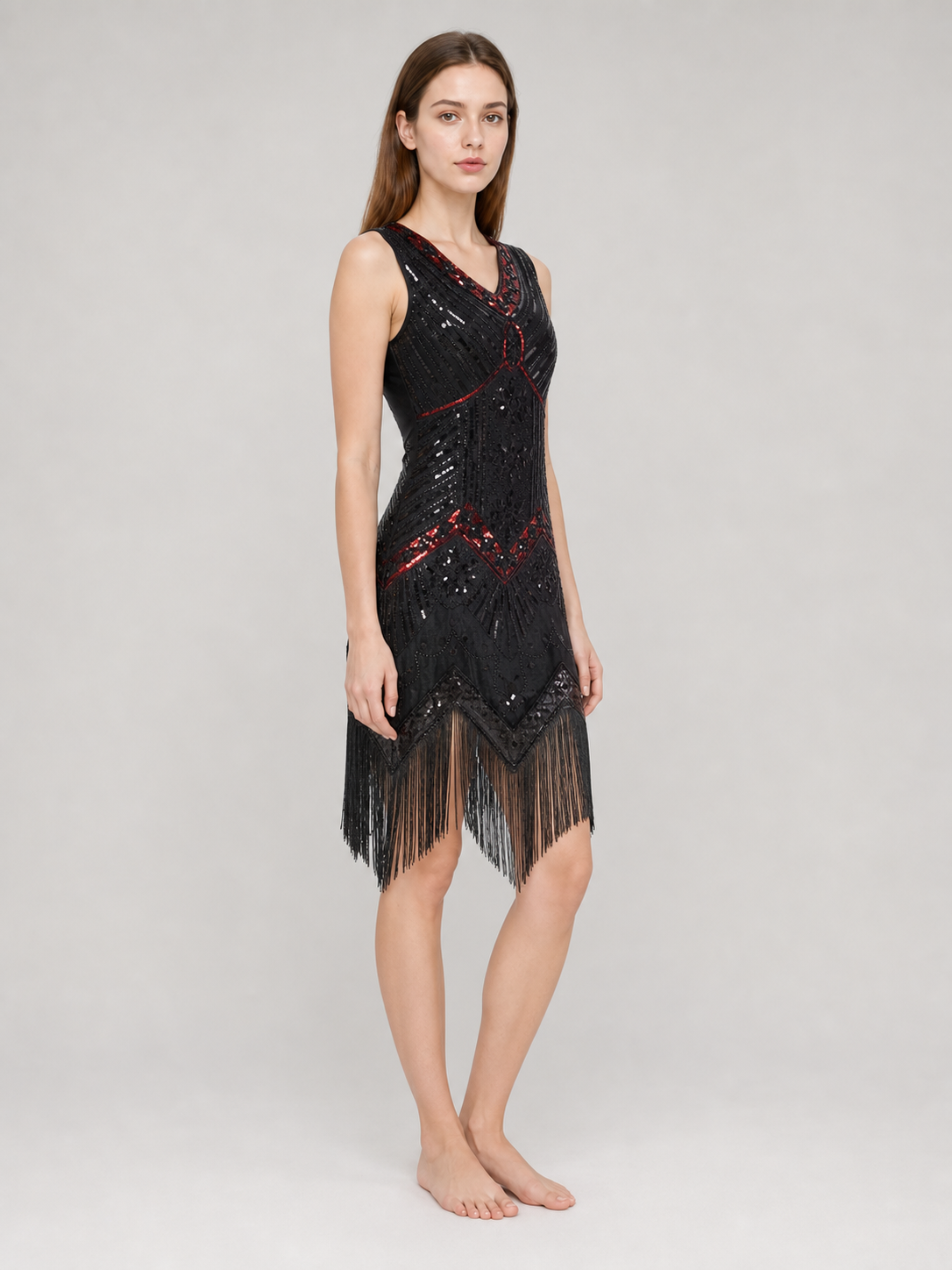 1920s Sequin and Fringe Flapper Dress