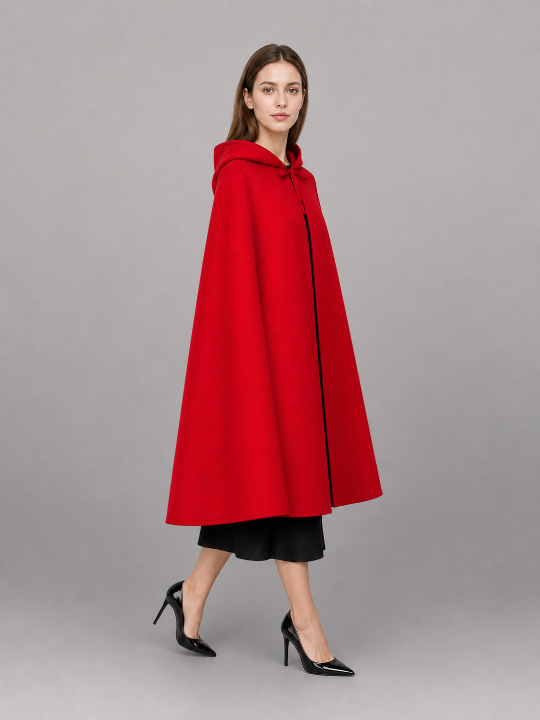 Long Red Hooded Carnival Cape