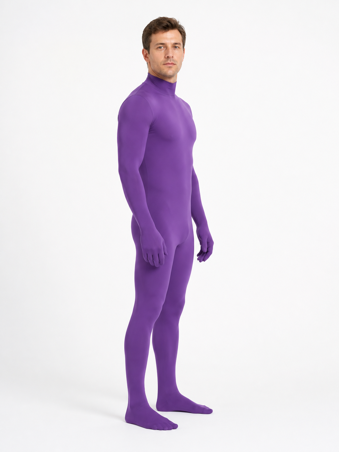 Purple Invisible Person Halloween Jumpsuit with Hood side view
