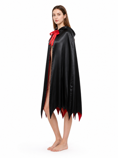 Hooded Vampire Cape, Red and Black side view