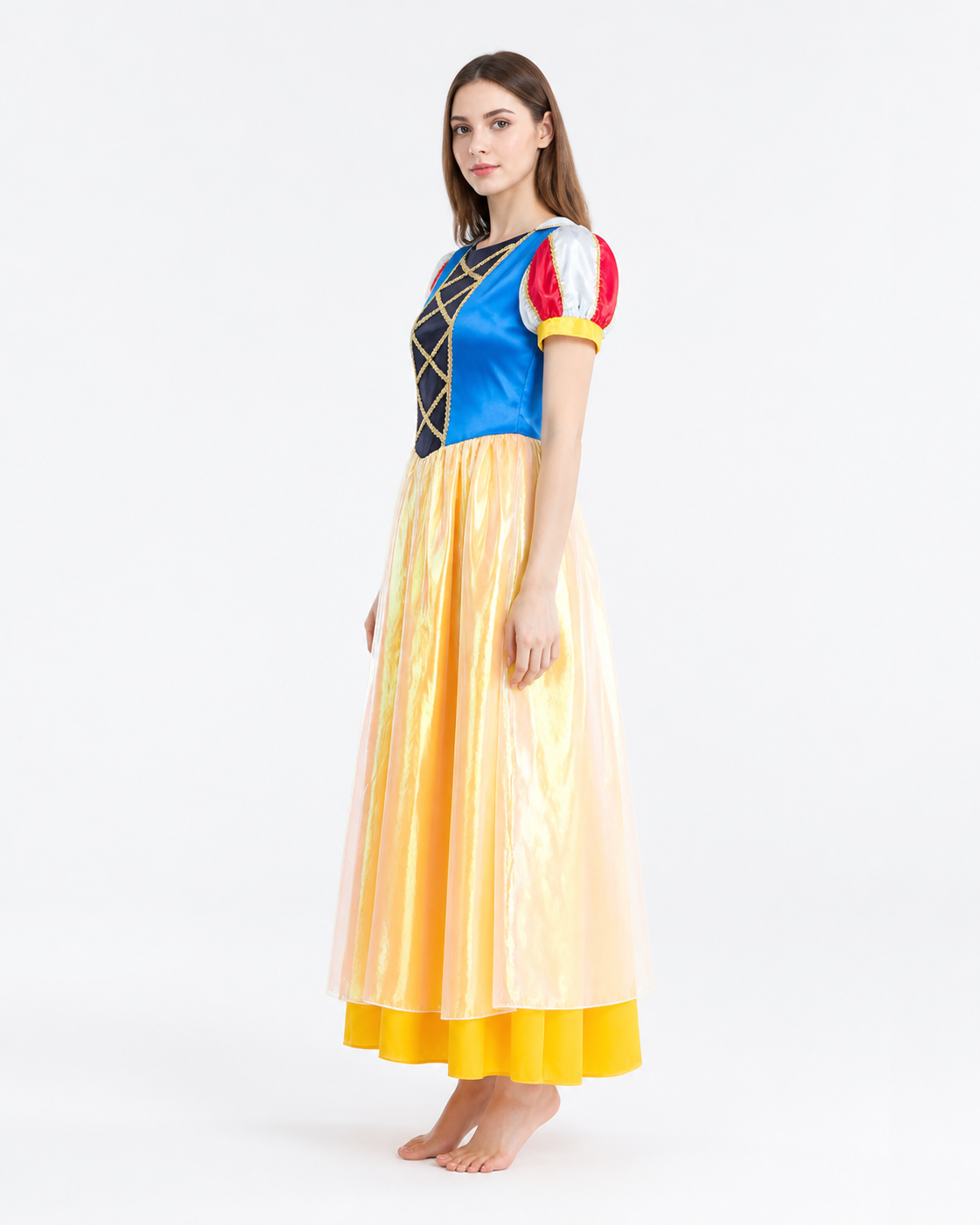 Carnival Dress with a Full Skirt and Short Sleeves side view