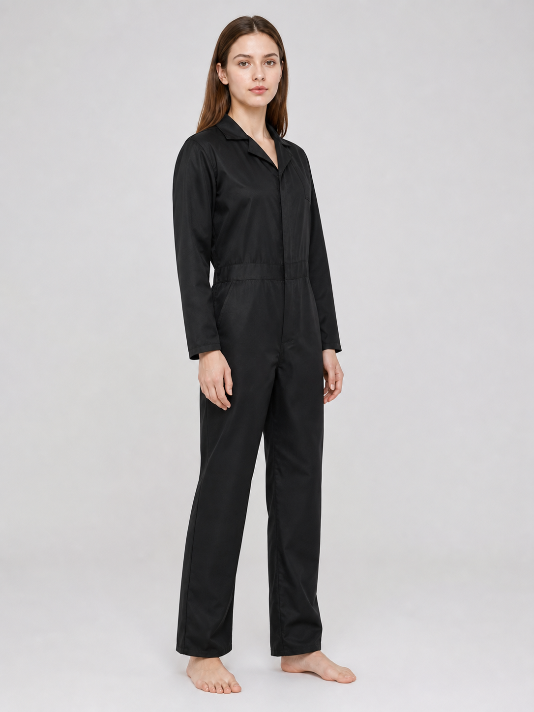 Miles Black Long-Sleeve Jumpsuit