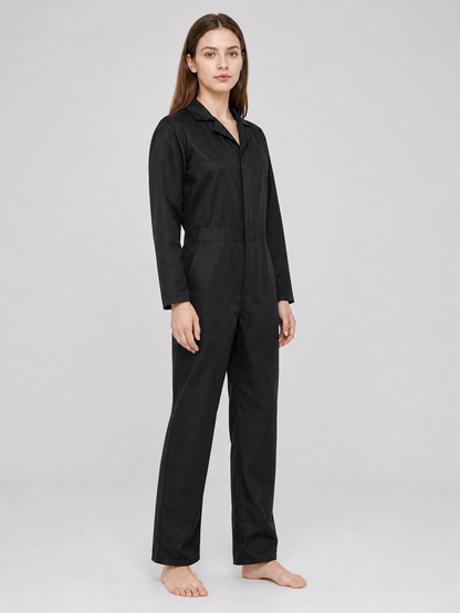 Miles Black Long-Sleeve Jumpsuit