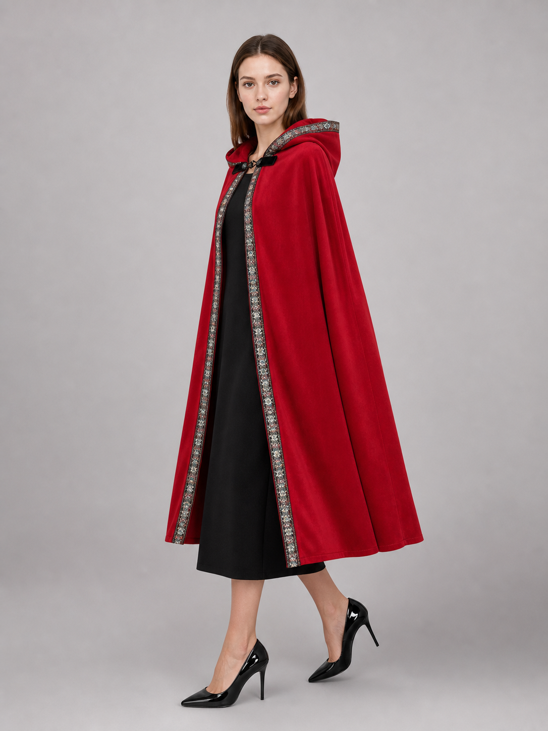 Red Hooded Carnival Cloak for Cosplay