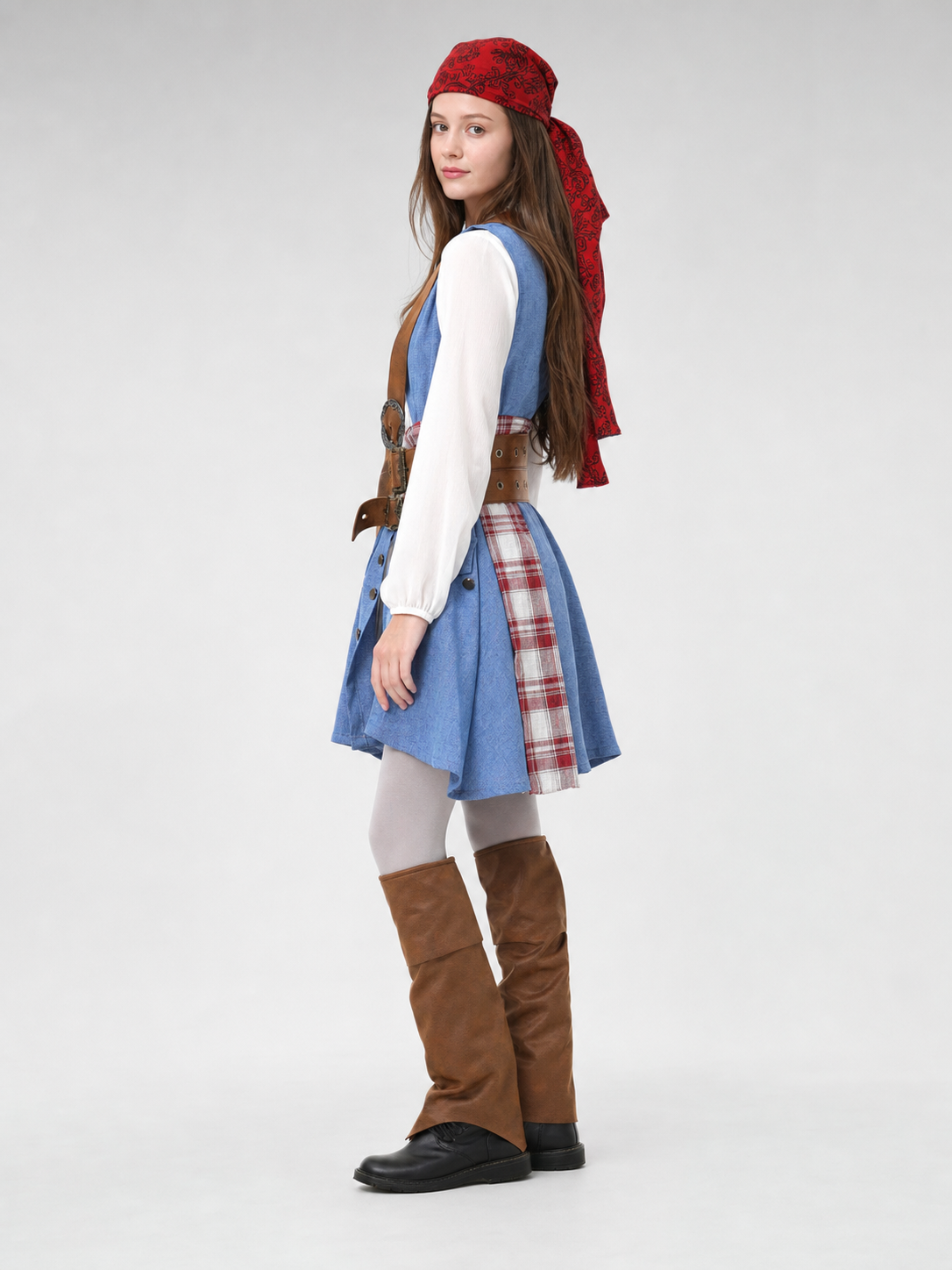 Pirate Carnival Costume with Belts and Pockets side view