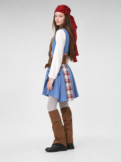 Pirate Carnival Costume with Belts and Pockets side view