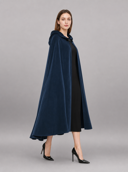 Dark Blue Hooded Costume Cloak