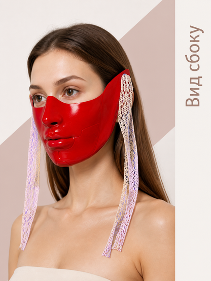 Red Carnival Mask for Halloween and Cosplay side view