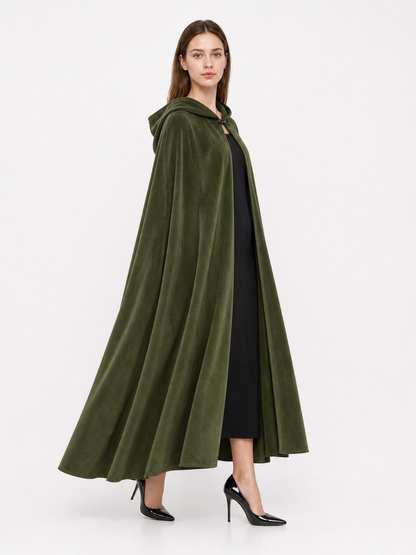 Long Green Hooded Costume Cloak