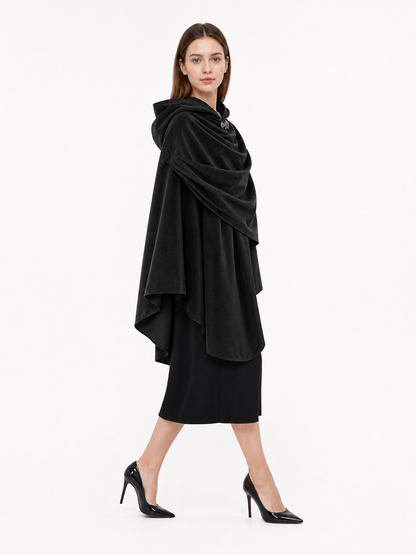 Black Medieval Carnival Cloak with Hood