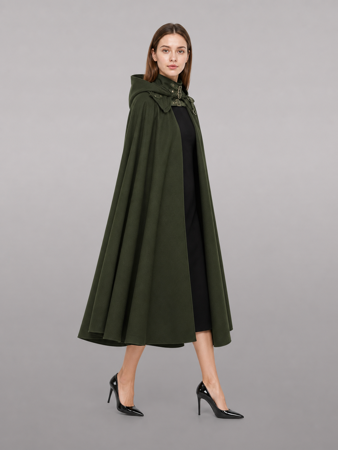 Long Green Hooded Carnival Cloak