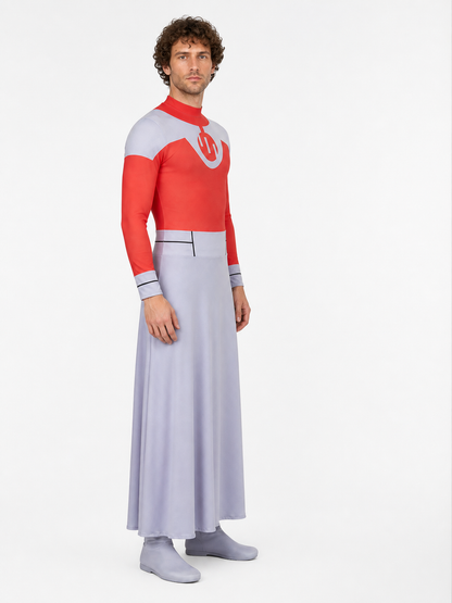 Red and Gray Cosplay Jumpsuit Costume side view