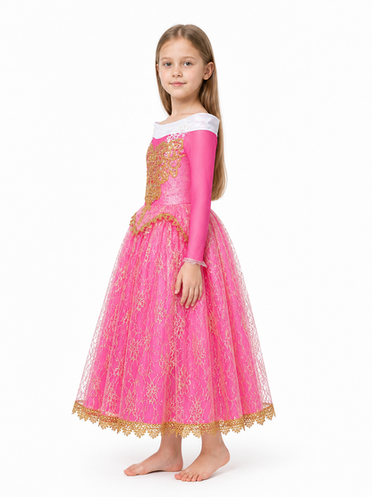 Full-Skirted Aurora Princess Dress with Embroidery side view