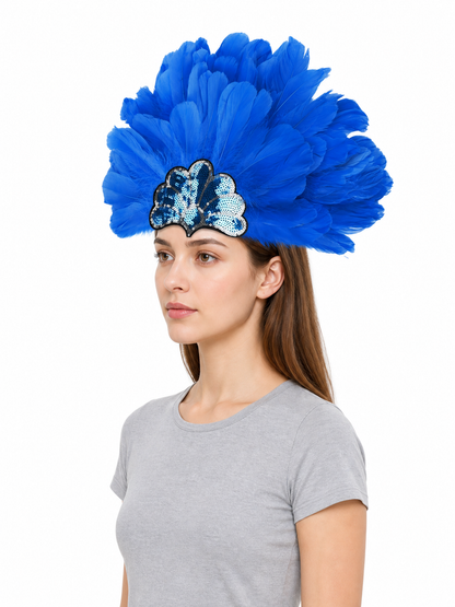 Carnival Headpiece with Blue Feathers