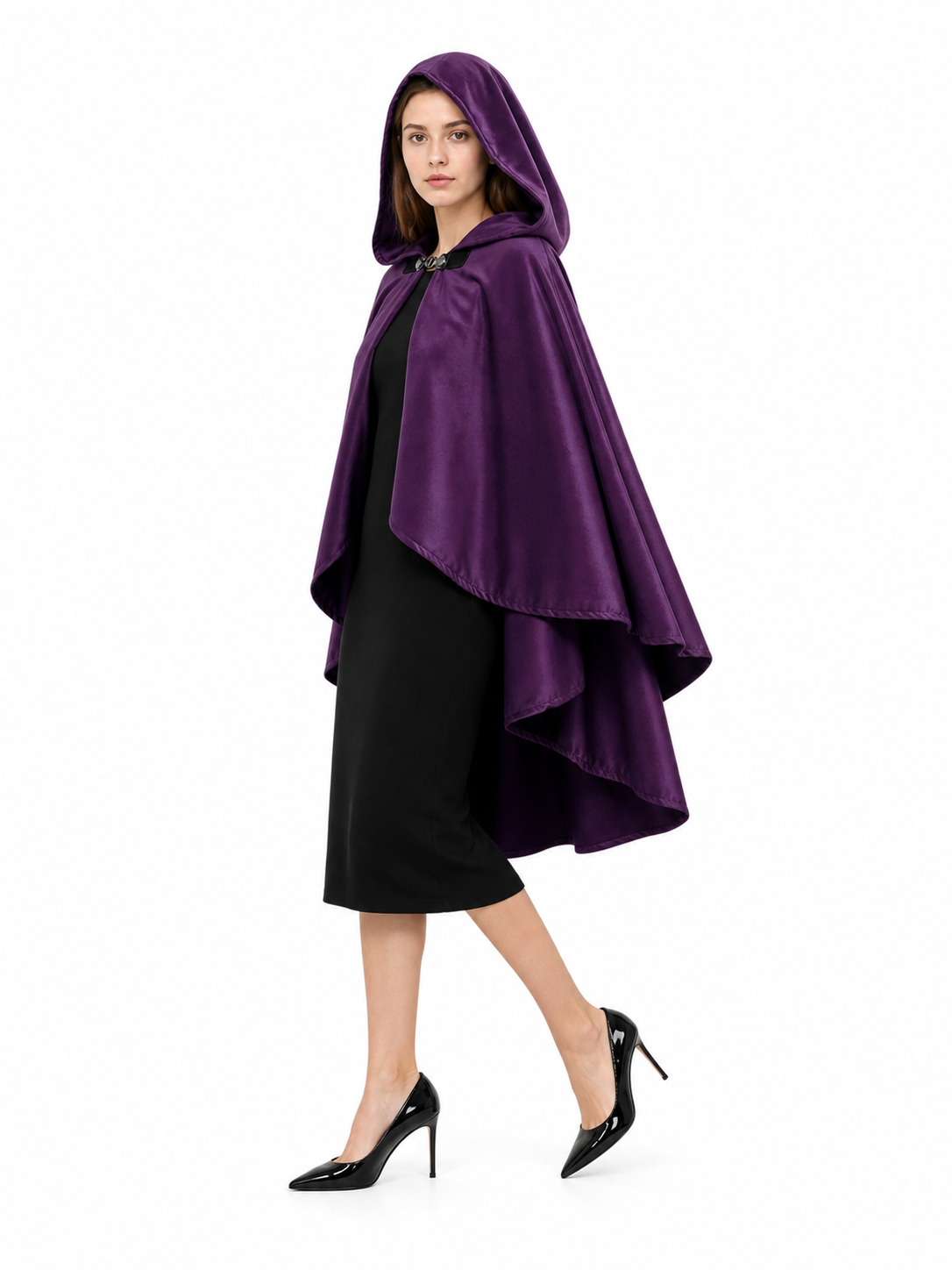 Purple Hooded Medieval Costume Cloak