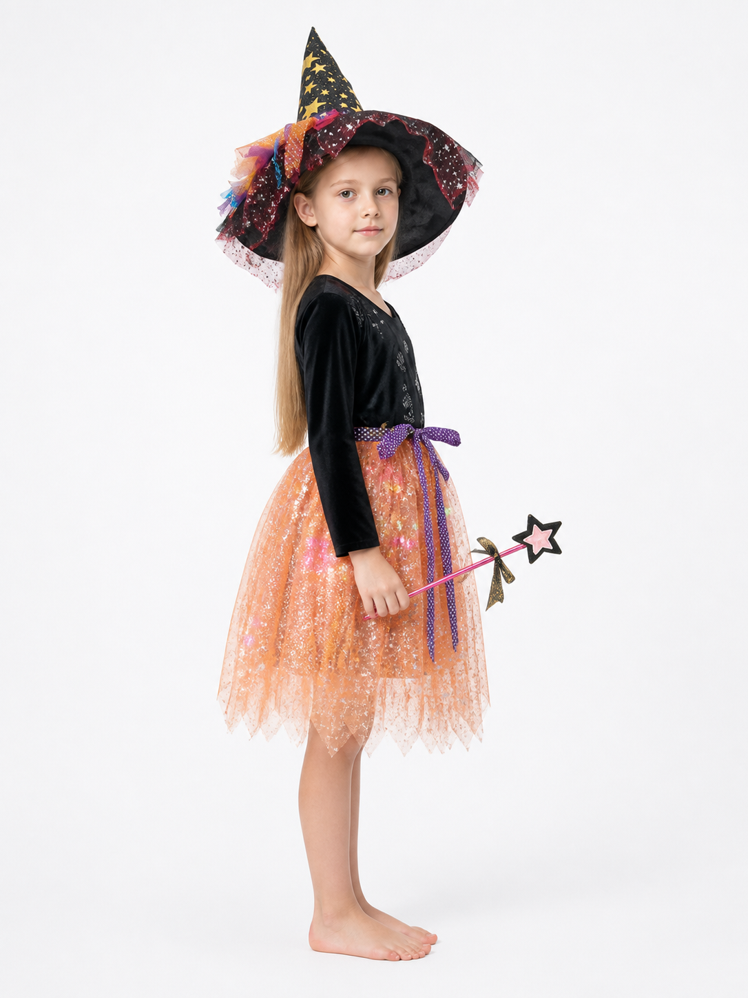 Witch Costume with Hat and Magic Wand