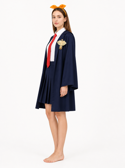 Mashle Anime Cosplay Costume, Dark Blue Robe with Accessories side view