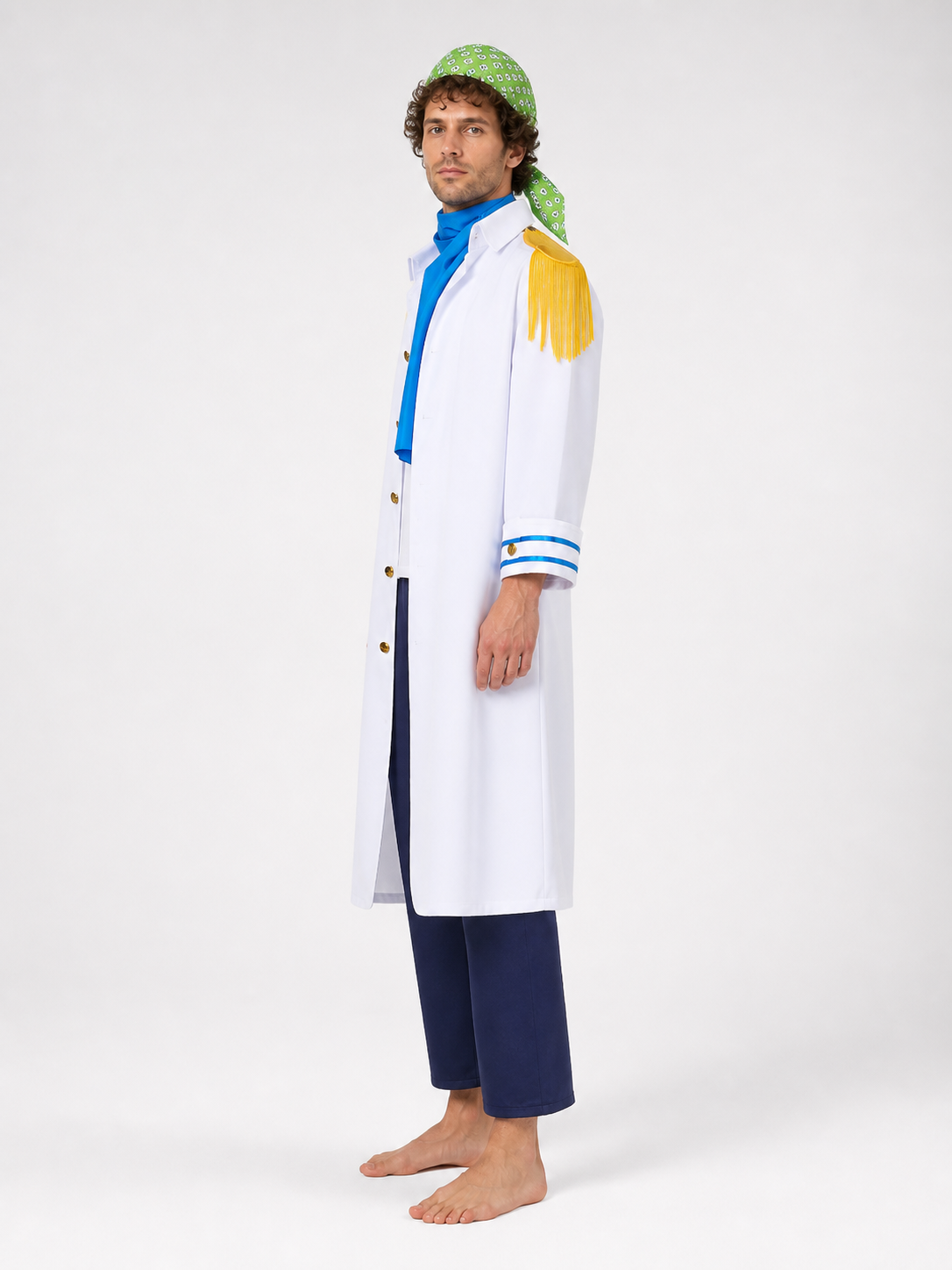 Koby One Piece Costume, White Uniform Jacket and Trousers side view