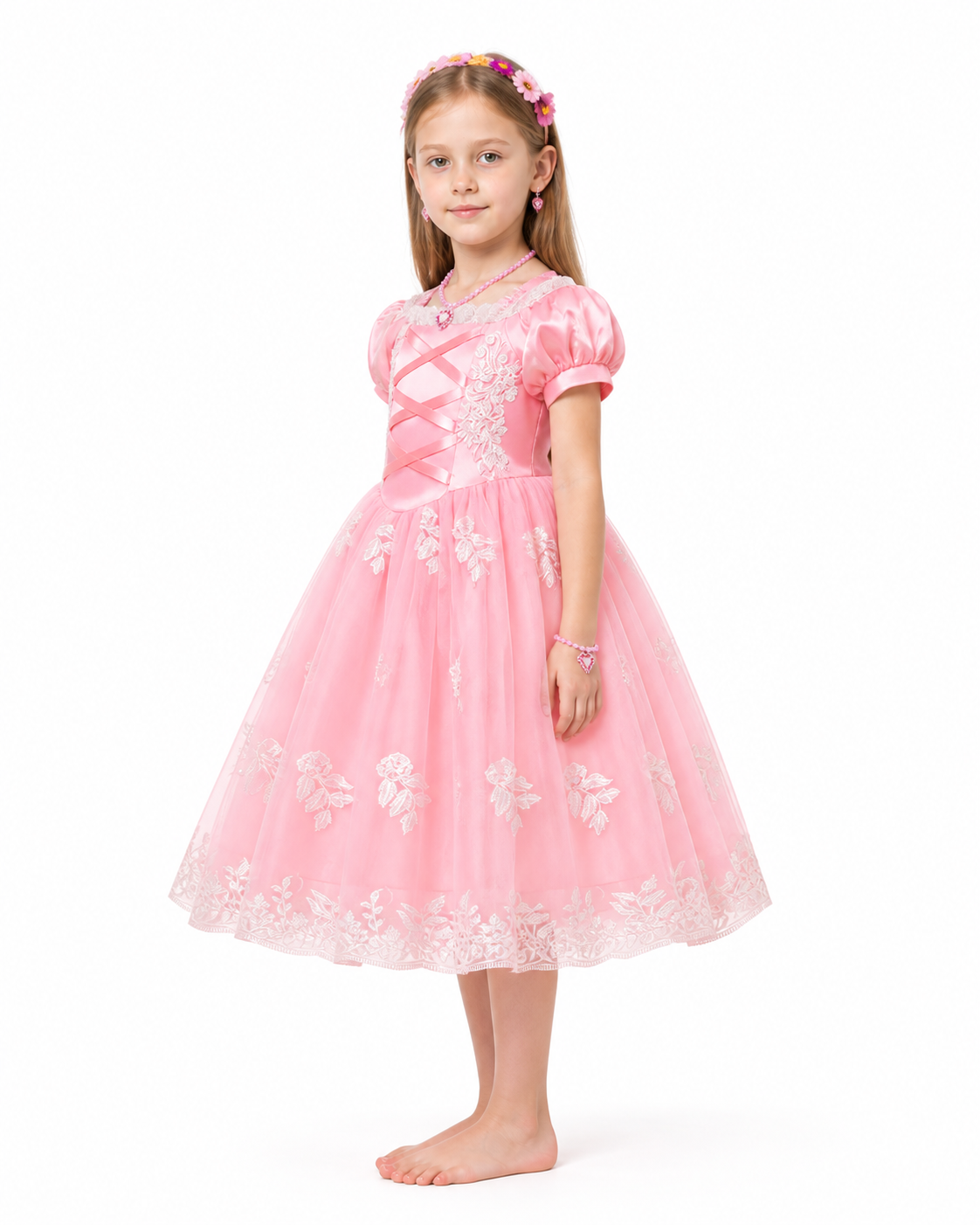 Pink Princess Dress with Headpiece and Jewelry