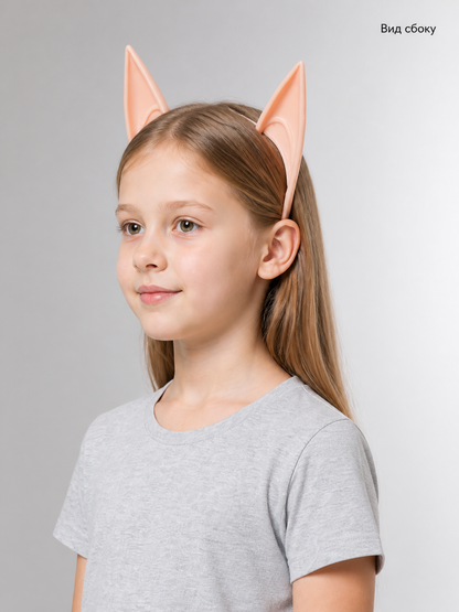 Pink Carnival Headband with Pointed Ears for Halloween side view