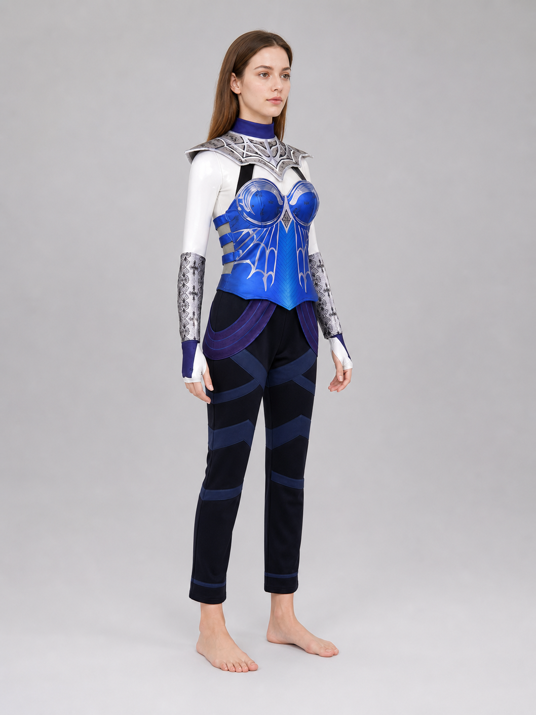 Kitana Cosplay Costume: Blue Armor with Mask