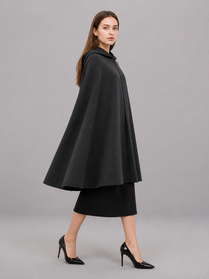 Long Black Hooded Carnival Cloak