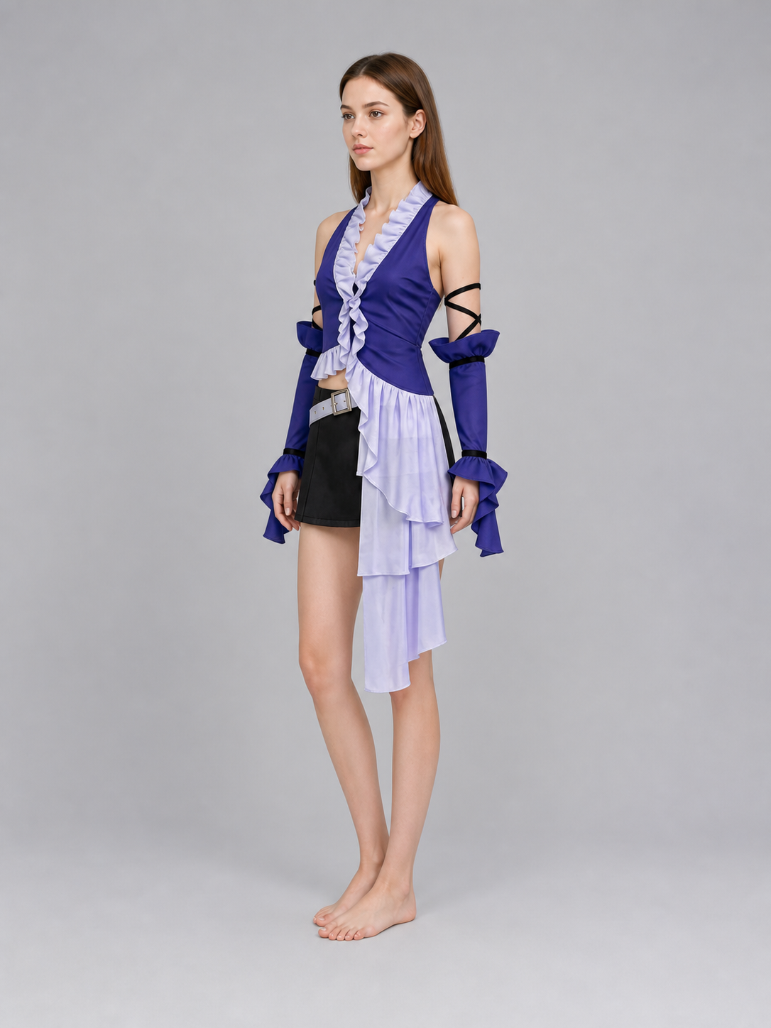 Yuna Final Fantasy Cosplay Costume with Skirt and Belt