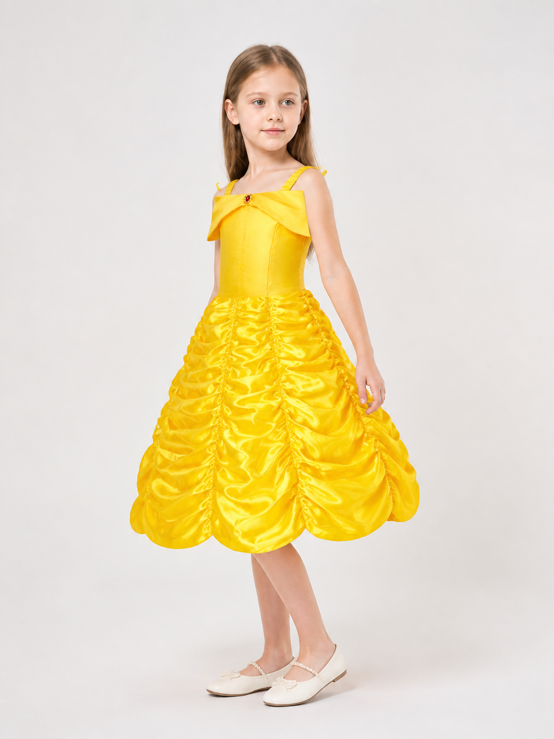 Yellow Princess Costume Dress for Halloween and Cosplay side view
