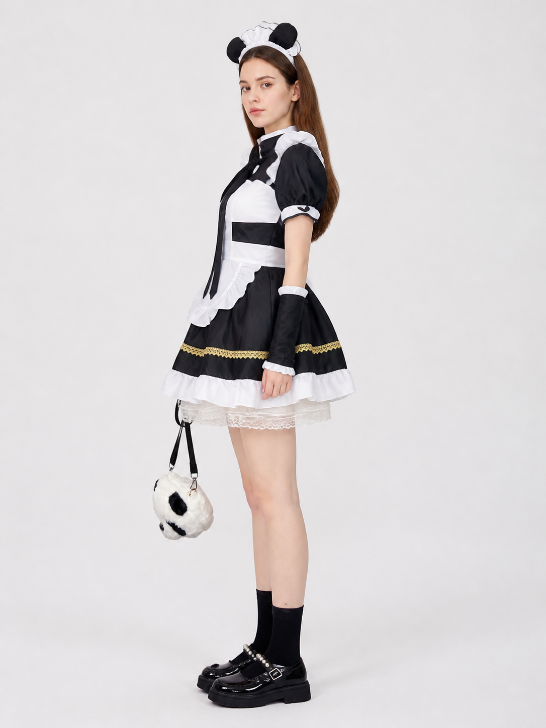 Cosplay Dress with Apron and Short Skirt side view