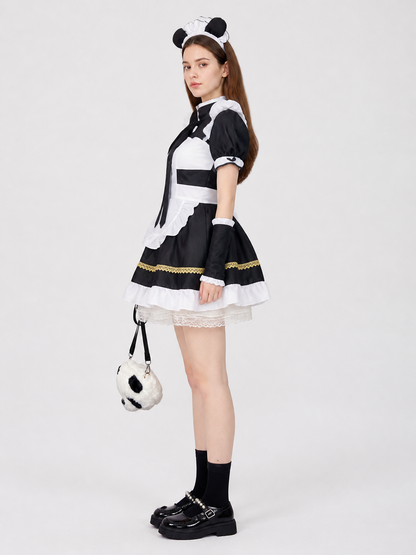 Cosplay Dress with Apron and Short Skirt side view