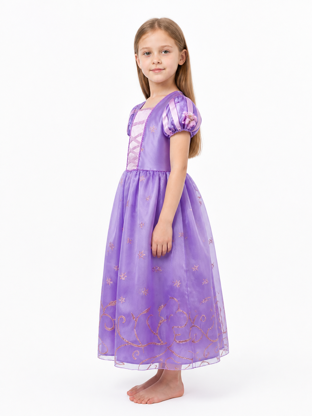 Rapunzel Princess Costume with Golden Stars side view