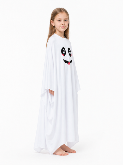 White Halloween Ghost Cape with Face side view