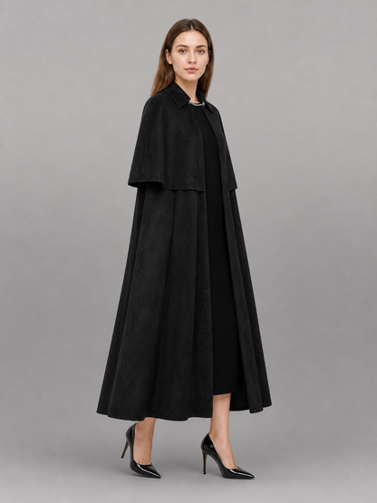 Black Carnival Cloak with Turn-Down Collar