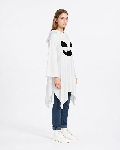Hooded Cape with Ghost Design side view