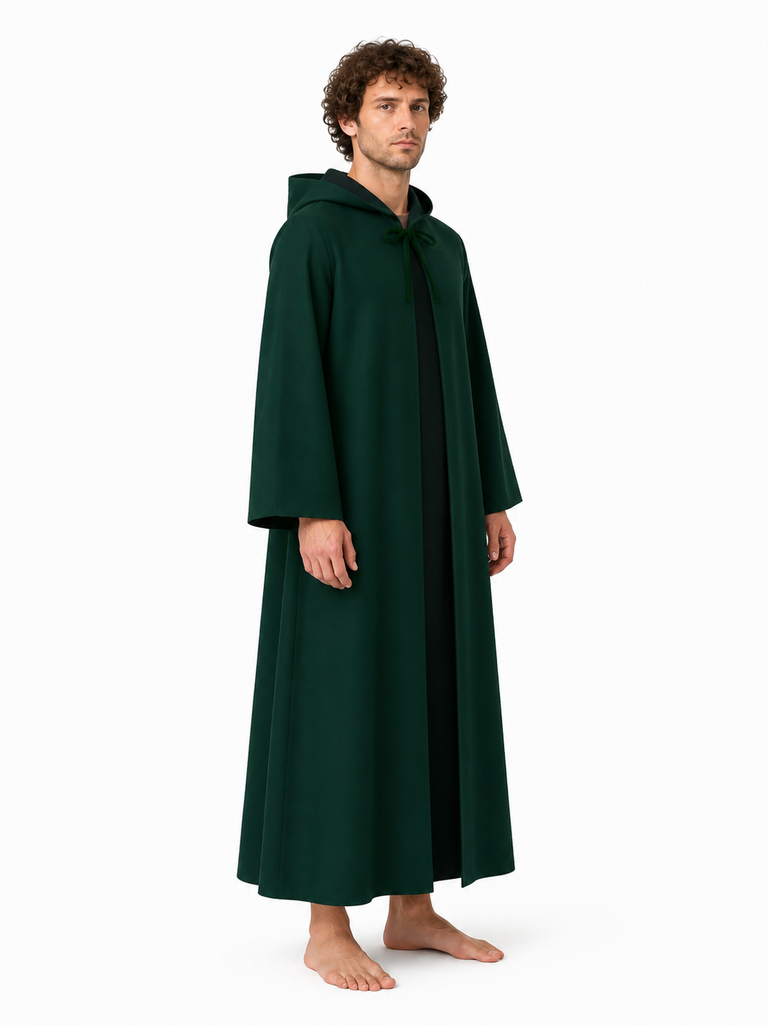 Green Hooded Cloak for Star Wars Cosplay side view