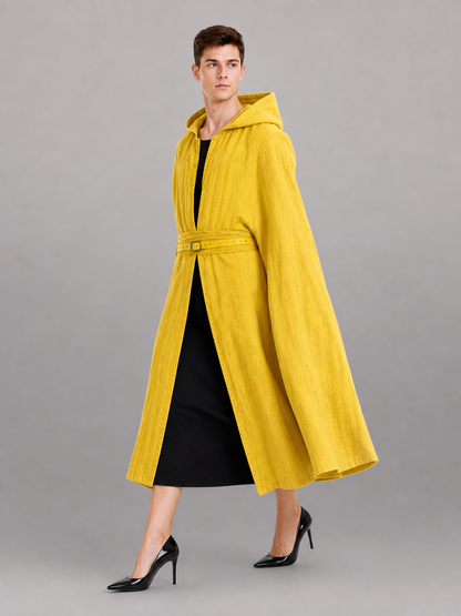 Yellow Carnival Cloak with Hood and Belt