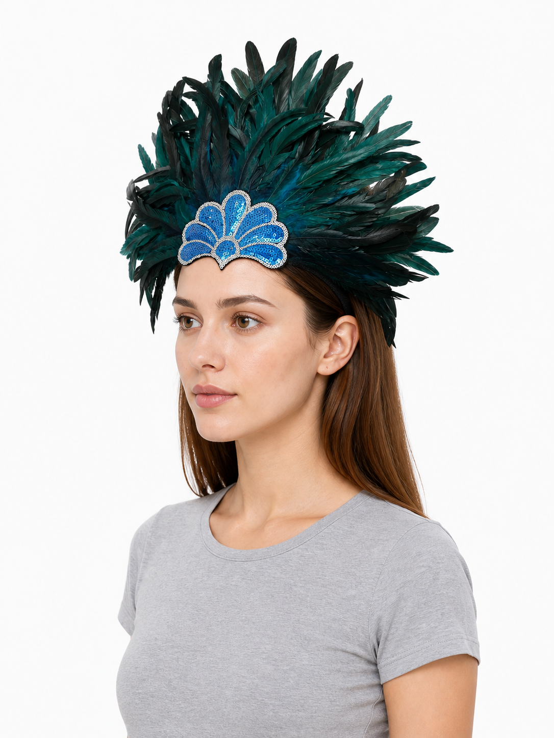 Carnival Headpiece with Blue Feathers