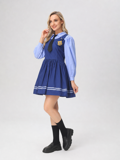 Police Costume with Skirt, Tie, and Badge