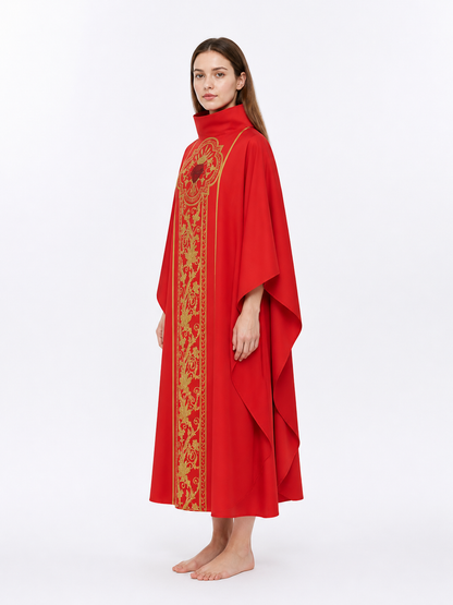 Green Cosplay Robe with Gold Embellishments side view