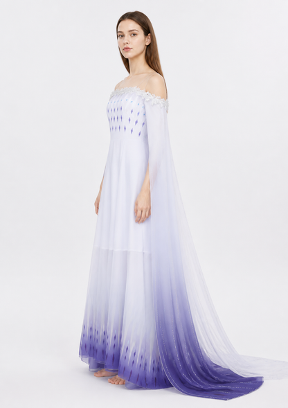 Elsa Gradient Dress with Train for Halloween side view
