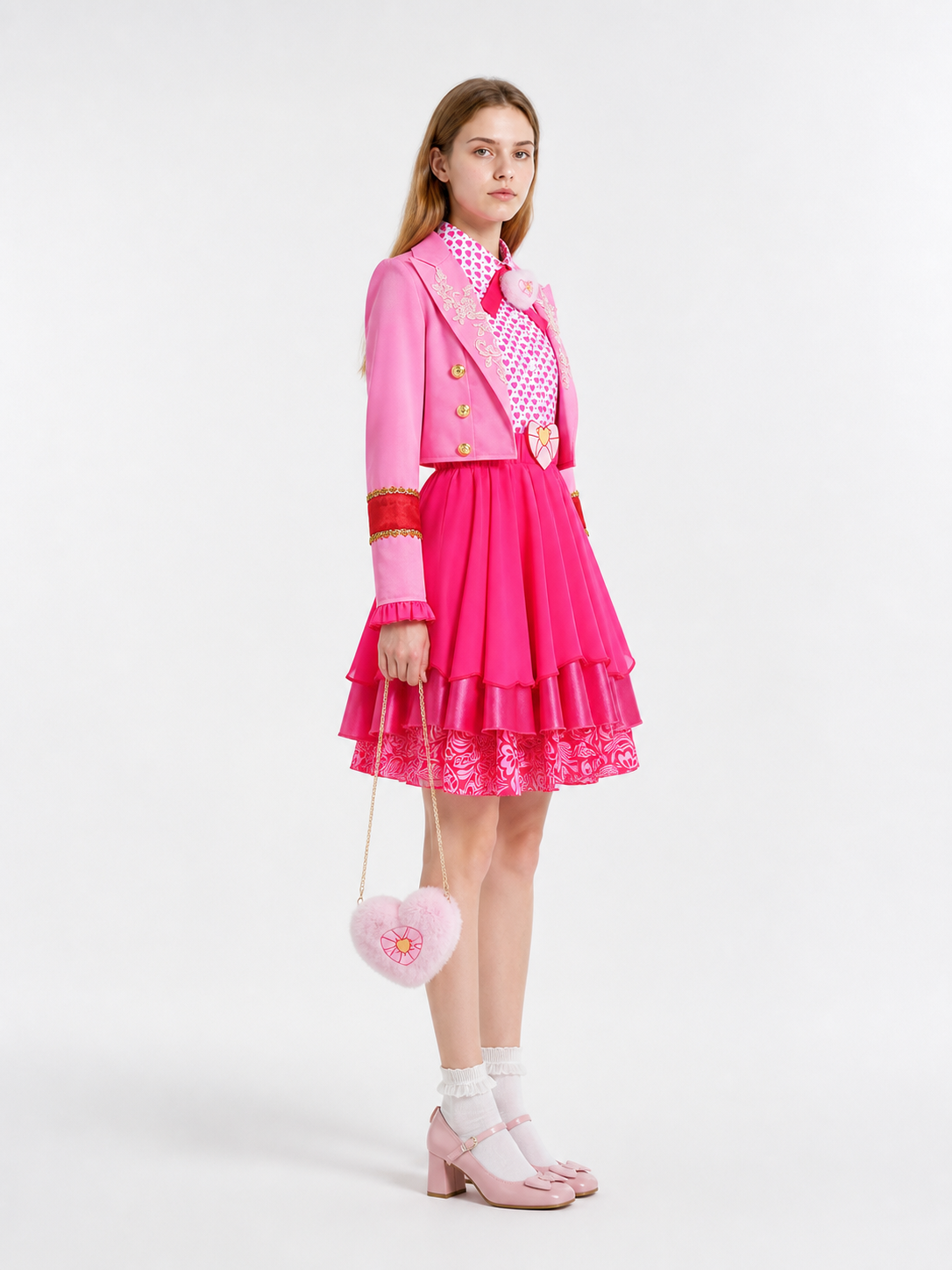 Cosplay Costume with Jacket and Layered Skirt side view