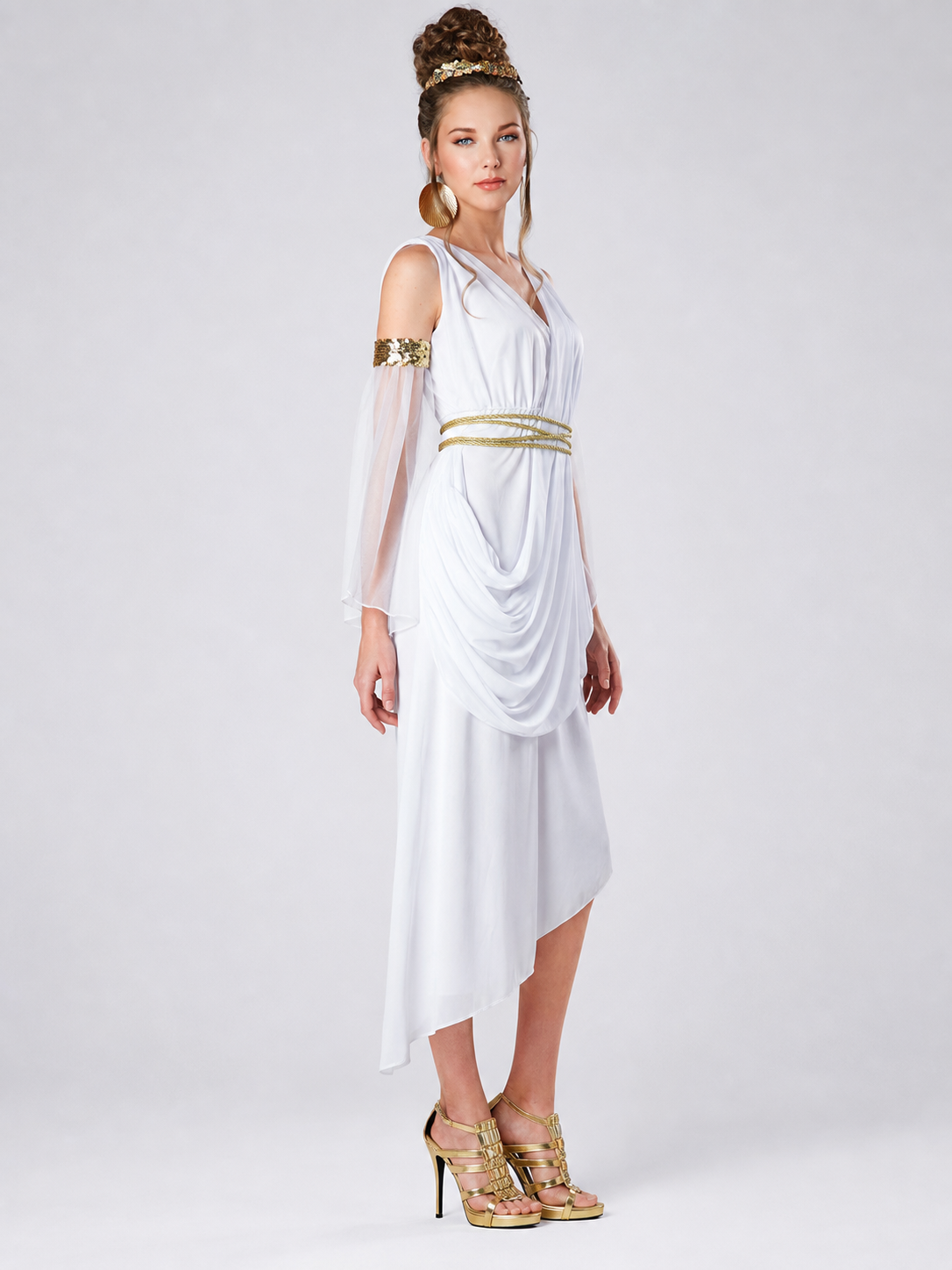 Historical Costume in an Ancient Style with Gold Decor side view