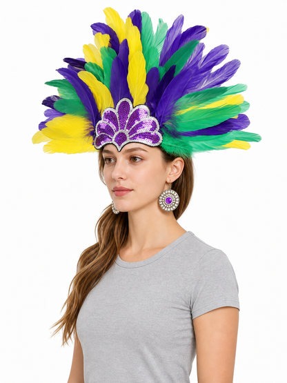 Carnival Feather and Sequin Headpiece